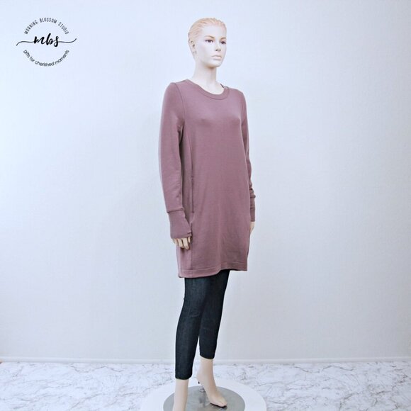 Athleta Balance Flora Mauve Heather Crew Neck Hidden Pockets Mini Dress Women M - Picture 2 of 10